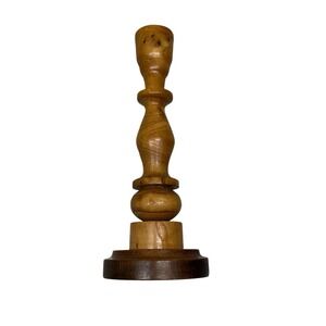 Vintage Hand Turned Wooden Candlestick Taper Holders Hardwood 7.75" Inches (#4)